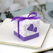 Love Heart Baby Shower Favour Boxes 10pk - Purple