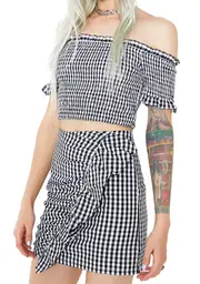 [Re Named] Check Please Ruffle Mini Skirt