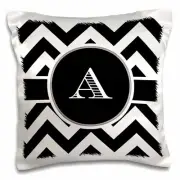 3dRose Black and white chevron monogram initial A 16x16 inch Pillow Case