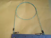 15 PCS. S. STEEL WIRE SPINNER LEADER 24" 100 LBS TEST W/COASTLOCK SNAP/TURQUOISE