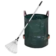 15 Tines 32-62 Inch Garden Leaf Rake Telescopic Stainless Steel for Lawn Rake...