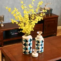 在飛比找樂天市場購物網優惠-美式家居餐桌陶瓷花瓶歐式客廳擺設仿真花藝套裝跳舞蘭裝飾品擺件