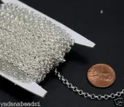 25ft spool of Silver Plated Rollo Chain 3.2mm Unsoldered Link