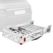VEVOR Hitch Mount Wheelchair Carrier 47.2" x 27.6", 500LBS Mobility Scooter Carrier with Folding Ramp, Aluminum Trailer Hitch Rack Basket with Stabili