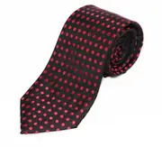 Mens Black & Red Mini Polka Dot Patterned 8Cm Neck Tie