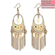 BOHO Seeds Beaded Earrings Fringe Tassel Bohemian Ethnic Dangle Drop Handmade