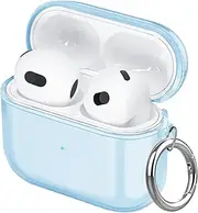 Aircawin Clear Case for Airpods 4 Case Clear 2024,Full Protective Case for Airpods 4rd Generation Case Cover,Soft Transparent Shockproof TPU Case for Airpods 4 Charging Case with Keychain-Blue