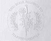 from The Library of | Ex Libris | Floral Book Stamp | Personalised Teacher Stamp | Custom Library Stamp | Monogram Self-Inking Wood Handle Stamp