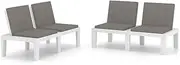 vidaXL Outdoor Garden Lounge Benches with Cushions - Lightweight Plastic Design, White, Easy-to-Clean, Comfortable Padding, Set of 2