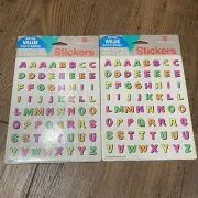 American Greetings Neon Alphabet Sticker Sheets Sticker Worl Florescent X2 NEW
