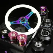 NRG 120H HUB+PURPLE GEN2.8 QUICK RELEASE+3"DEEP DISH IRIDIUM STEERING WHEEL GLOW (for: Toyota)