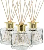 3X Lemongrass 200ml Glass Reed Diffusers - Home Room Bathroom Essential Oil Aromatherapy Air Freshener Fragrance Diffuser - by Nicola Spring