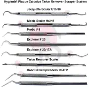 Tooth Tartar Remover Scraper Dental Calculus Plaque Sickle Scaler Explorer 8-PCs
