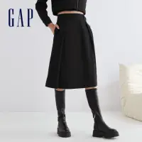 在飛比找momo購物網優惠-【GAP】女裝 A字中長裙-黑色(836312)