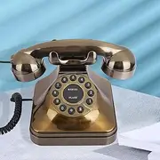 SustVita Antique Decorative Bronze Telephone Retro Corded Phone for Home Office Classic Decor