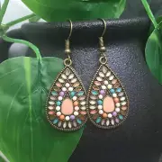 2” Bronze-tone Earring Set Bohemian Retro Drop Dangle Hook New Free Ship 8086