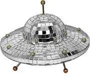 Valentines-Day Gift UFO-Shaped Disco-Ball Home-Décor - Mirror Decorations for Table, Desk, Home, Party, Bar, Disco Spaceship UFO Decor Retro-Reflective Silver Disco Ball Lights (8 X 6 inch)
