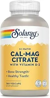 Solaray Cal-Mag Citrate w/ Vit D 2:1 360 Vegetarian Capsules