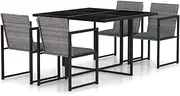 5 Piece Outdoor Dining Set with Cushions Poly Rattan Grey, Furniture Sets, Patio Furniture
