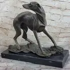 Vintage ART DECO Genuine BRONZE GREYHOUND Whippet DOG STATUE DESK SCULPTURE