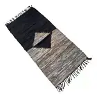 Leather Rug for fireplace, fire-resistant mat, Full Brown Diamond