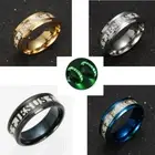 Luminous Jesus Cross Christian Letter Men Ring Glow In The Dark Titanium Steel