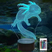 Ammonite Axolotl Night Light, Mexican Salamander Fish 3d Illusion Lamp For Kids, 16 Colors Changing With Remote, Kids Bedroom Decor