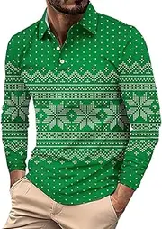 [Generic] Men Shirts Compression Autumn Casual Long Sleeve Buttoned Lapel Christmas Printed Long Sleeve T Shirt Tops Outdoor Warm Slipper