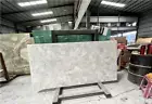 White Quartz Dining Table, Agate Stone Center Hallway Furniture Table Decor