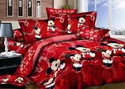 Haru Homie 100% Cotton Kids Reversible Printing Mickey Mouse Couples Duvet Cover 3PCS Bedding Set with Zipper Closure, King(No Comforter)