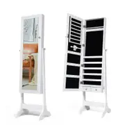 Costway Jewellery Armoire Cabinet with Full-Length Mirror White