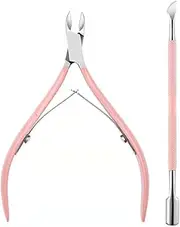3-Piece Cuticle Scissors with Cuticle Pusher Set, Cuticle Remover, Cuticle Nippers, Manicure Pedicure Tools for Toenails and Fingernails (Pink)