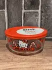 Hello Kitty Pyrex 4-Cup Glass Storage w/ Lid Sanrio Limited Edition Candy Cane