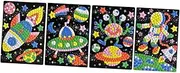 KOMBIUDA DIY Mosaic Sticker Art for Boys and Girls 4pcs Eva Diamond Craft Kit Astronaut Spaceship Safe Educational Crafting Supplies