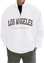 [Generic] Casual Hoodless Sweatshirts for Men Oversize Stand Collar Quarter Zip Sweater Top Thermal Long Sleeve Pullover