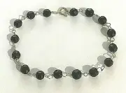 New 14k Gold Baby Bracelet w/ Faceted Black Onyx Beads