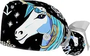 [YTYVAGT] 2-Pc,Gourd-Shaped Working Cap,Fisherman Hat with Buttons and Cotton Sweatband,Unicorn Blue Background
