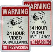 Video Surveillance Sign, No Trespassing Warning Sign, Aluminum Indoor Or Outdoor Use for Home Business Security Camera Signs UV Protected & Waterproof(2-Pack)