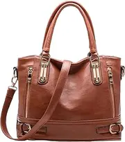 [Sacmill] Top Handle Leather Handbags for Women Ladies Tote Crossbody Shoulder Bags Hobo Multi Pockets Designer Clutch Purse for Girls