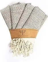 SMYRNA TURKISH COTTON Vintage Series Kitchen Dish Towels Pack of 4, Machine Washable Wash Cloths, Ultra Soft, Absorbent, Prewashed and Quick Dry Turkish Dish Towels, 15x26 Inch (Beige)