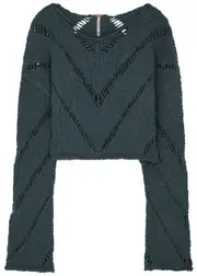 Free People Hayley Open-knit Cotton Jumper - Navy - L (UK16-UK18 / L) L (UK16-UK18 / L)