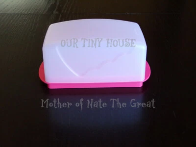 Tupperware Impressions 1 Lb Butter Dish Tabletop #3391, 3392 White Guava Pink