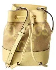 Gucci Ophidia Mini Jumbo Gg Canvas & Leather Bucket Bag Women's Yellow