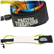 Pacific Vibrations Surfboard Ankle leash 10ft Lime Cord 7mm double swivel 10 Ft