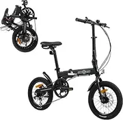 [K+POP] 16" Lightweight Alloy Folding City Bike Bicycle,6 SP,Dual Disc brakes - 16AF02BL