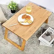 Bamboo Folding Tray Table, Large Bed Tray Table 62 x 40 x 25 cm with Folding Legs, Breakfast Tray Table, Portable Laptop Tray, Picnic Table, Multi-Purpose Serving Tray Used for Working Eating Reading