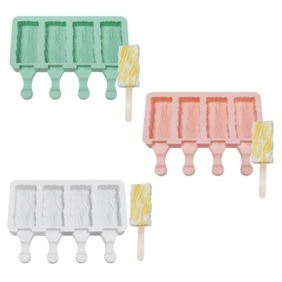 4 Cell Popsicles Mold Non-stick Silicone Ice Cream Molds Homemade DIY