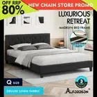 ALFORDSON Bed Frame Queen Size Wooden Base Platform Fabric Charcoal MADELYN