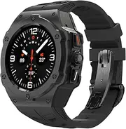 FKMBD Alloy Modification Kit For Samsung Galaxy Watch 7 Ultra 47MM Metal Case For Galaxy Watch 7 Ultra Fluororubber Strap Diy Mod Kit Watchbands