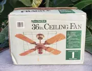 Vintage NOS Never Used Open Box K-Mart 36" Ceiling Fan Model:V36R-4SBN Oak/Walnu